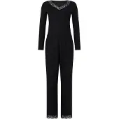 Hunkemoller Pj Ls Jersey Modal Lace Nana - Black - M