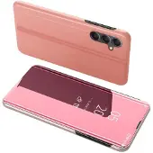 SKALO Samsung A34 5G Clear View Lompakkokotelo - Ruusukulta