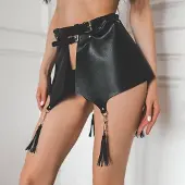 Dark Red Brand Seksikäs nahkainen BDSM-hame Flirty Skirt, Universaali