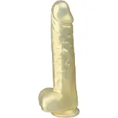 Baseks Helmiäiskeltainen Dildo Imukupilla 23,5 cm - Yellow