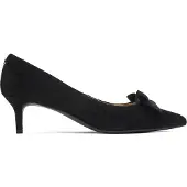 Ralph Lauren Adrienne Bow-Trim Suede Pump - Black - 41