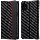 SKALO iPhone 17 LC.IMEEKE Carbon Fiber Lompakkokotelo - Musta