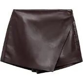 Mango Faux-Leather Culottes - Brown - 36