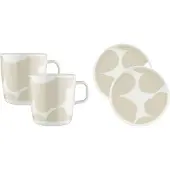 Marimekko Iso Unikko aamiaissetti 4 osaa, valkoinen/beige