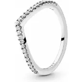Pandora Wishbone Silver Ring With Clear Cubic Zirconia - Silver - 56