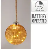 H&S 12cm roikkuva lasipallo led valoilla