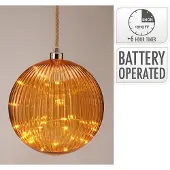 H&S 20cm roikkuva lasipallo led valoilla