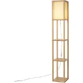 QAZQA Moderni lattiavalaisin puu beige-varjostimella - Stojan