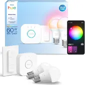Philips Hue White & Color Ambiance Essential Aloituspakkaus: 2kpl E27-älylamppua (806 Lm) + Dimmer Switch -kytkin