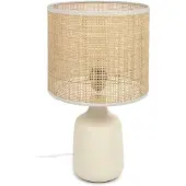 Kave Home Erna-pöytävalaisin valkoinen/bambu