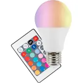 LED energie LED-vakiokupulamppu 9W 800lm RGB+W 2700K A60/E27 kaukosäätimellä
