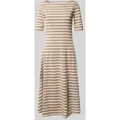 Ralph Lauren Striped Stretch Cotton Midi Dress - Beige - S