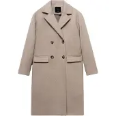 Mango Double-Breasted Midi Coat - Beige - L