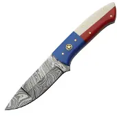 Damascus Texas Pride Fixed Blade