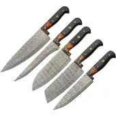 Damascus Kitchen Set W Knife Roll