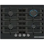 Bosch PNP6B6K40 musta kaasuliesi, 4 poltinta, karkaistu lasi