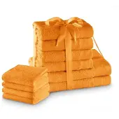 Restilo kylpypyyhesetti Amari, 10 kpl, 30x50 cm, 50x100 cm, 70x140 cm, oranssi