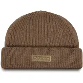 Calvin Klein Patch Chunky Rib Docker Beanie - Brown - ONE SIZE