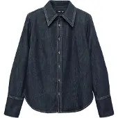 Mango Denim Shirt With Seams - Navy - S