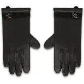 Ralph Lauren Logo-Trim Sheepskin Tech Gloves - Black - M