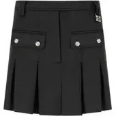 Ganni Pleated Mini Skirt - Black - 34