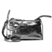 Pinko Double Mini Iltalaukku Nahka 20 cm Hopeanvärinen