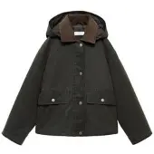 Mango Waxed-Effect Jacket With Hood - Khaki green - 122