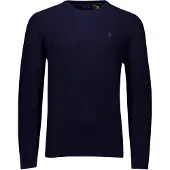 Ralph Lauren Mesh-Knit Cotton Crewneck Sweater - Navy - XL