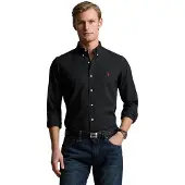 Ralph Lauren for man. 710928254006 Slim fit poplin stretch poplin shirt black (S), Casual, Cotton, Classic, Long sleeve