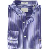 Gant for man. 3000130 Blue striped poplin shirt Regular Fit (XXL), Casual, Cotton, Classic, Long sleeve