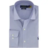 Ralph Lauren for man. 712827064001 Slim fit poplin shirt blue (38), Casual, Cotton, Classic, Long sleeve
