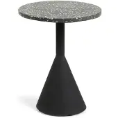 Kave Home Delano-sivupöytä musta terrazzo / musta ⌀ 40 cm