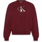 Calvin Klein Jeans Ls Monologo French Terry Rlxd Cr - Burgundy - XS