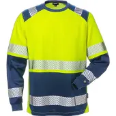 Fristads High vis pitkähihainen t-paita lk 2 7457 THV Huomiokeltainen/Laivastonsininen 4XL