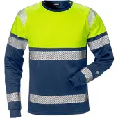 Fristads High vis pitkähihainen t-paita lk 1 7519 THV Huomiokeltainen/Laivastonsininen 2XL