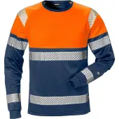 Fristads High vis pitkähihainen t-paita lk 1 7519 THV Huomio-oranssi/Laivastonsininen XS