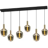 Stars of Light FRUITERA long table pendant, black/brushed brass
