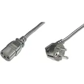 Digitus POWER CORD, CEE 7/7 (TYP-F) 90Ø ANGLED - C13 M/F, 5.0M, H05VV-F3G 1.0QMM, BLACK (AK-440100-050-S)