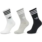 Adidas Sukat '3-Stripes High Crew 3 Pairs' harmaa / musta / valkoinen