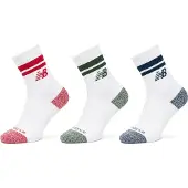 New Balance Active Lifestyle Striped Crew Socks 3 Pack - White - S