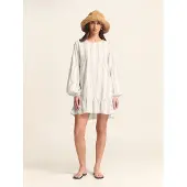 St MRLO Mekko 'LIANE MINI DRESS' beige / vaaleansininen / valkoinen