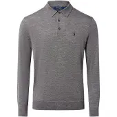 Ralph Lauren Washable Wool Polo-Collar Sweater - Grey - L
