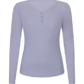 Hunkemoller Top Ls Rib Modal Henley - Grey - XS