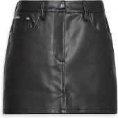 Calvin Klein Jeans Faux Leather 5Pkt Mini Skirt - Black - 36
