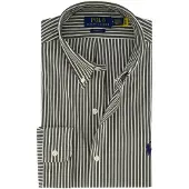 Ralph Lauren Slim Fit Striped Stretch Poplin Shirt - Grey - M
