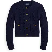 Ralph Lauren Cable Wool-Cashmere Cardigan - Navy - XS