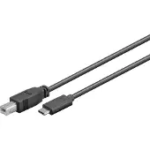 OEM USB-C – USB-B -kaapeli, 1 m, musta