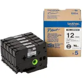 Brother HGEM931V5 - Musta hopealla - Rulla (1,2 cm x 8 m) 5 rulla (rullat) laminaattinauha malleihin P-Touch PT-9500pc, PT-9700PC, PT-9800PCN, P-Touch
