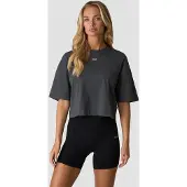 ICANIWILL Everyday Cropped Cotton Tee Charcoal Grey