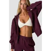 ICANIWILL Everyday Boxy Zipper Hoodie Dark Mahogany